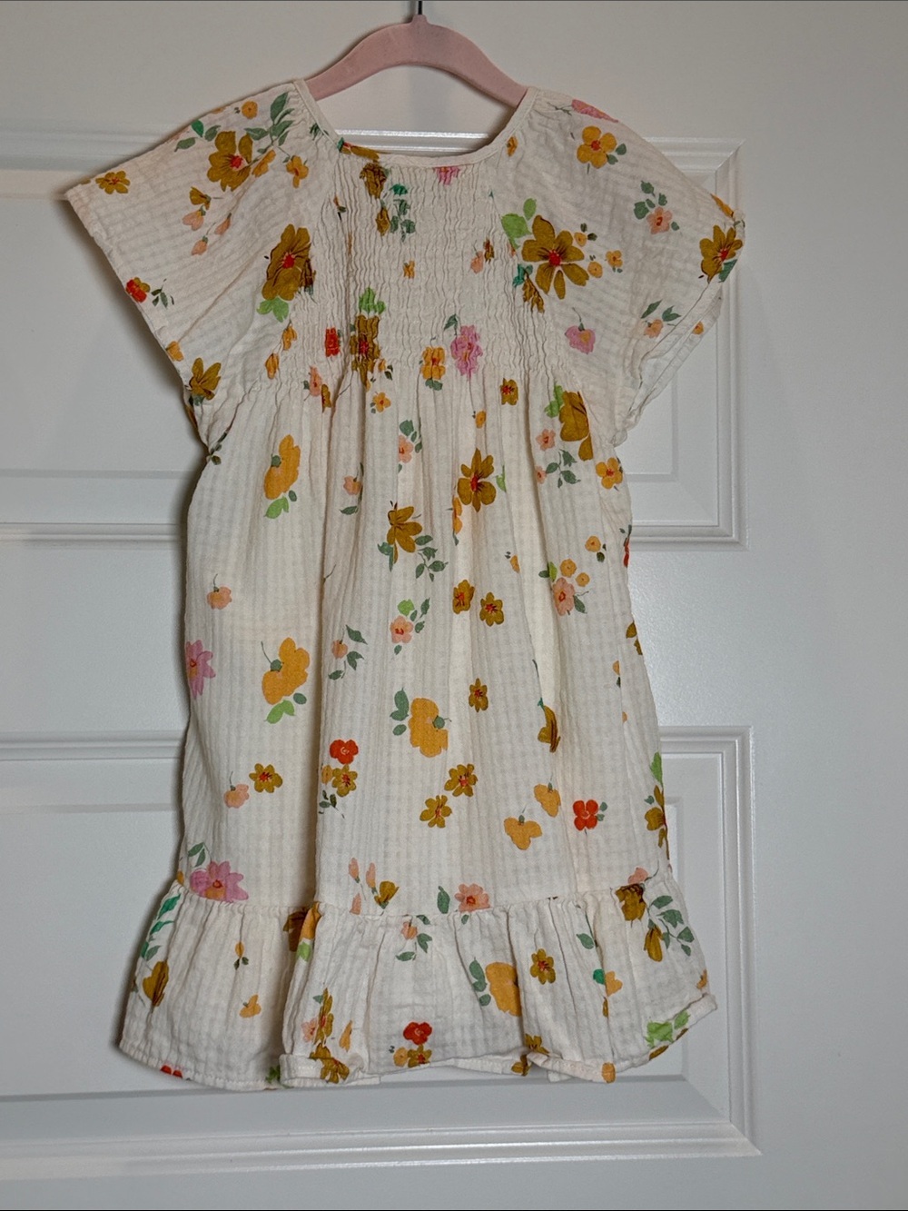 Zara Cream Floral Casual Kids Dress Size 4-5Y - Picture 5 of 5